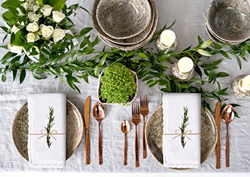 Cloth Dinner Napkins With Lace -Flax Cotton -White Color,20X20,Wedding Napkins,Cocktails Napkins,Dinner Napkins,Decorative Napkins,Mitered Corners,Machine Washable Dinner Napkins Set Of12 #TOP4