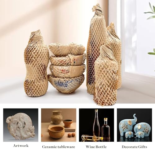 Image of Honeycomb Paper Wrap for Packing | Shock-Absorbent Expandable Kraft Cushion Paper for Gifts, Moving & Shipping Protection (Brown, 100 Meter x 15 inch Roll)