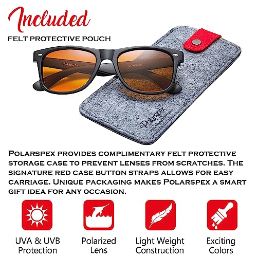 Image of PolarSpex Polarized Sunglasses for Men and Women | UV Protection, Durable Lightweight Frame, Retro Style, Felt Carrying Case, Clear Vision for Driving, Fishing & Everyday Wear.