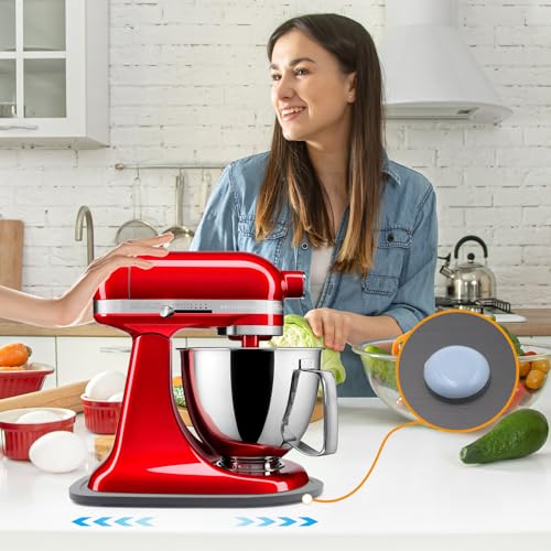 Image of Bamboo Mixer Slider Mat for Tilt Head Kitchen Aid 4.5-5 Qt Stand Mixer, Appliance sliding mat for kitchenaid Artisan 4.5-5 Qt, Countertop Storage Accessories Mixer Moving Tray Attachments Black
