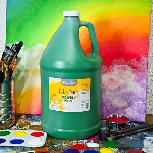 Handy Art Little Masters Tempera Paint, Green, Gallon 128 oz Bottle, Bright & Mixable, High Opacity, Washable Colors for Classroom, Students, Kids, Young Artists, Safe & Non-Toxic, Made in USA — view 2
