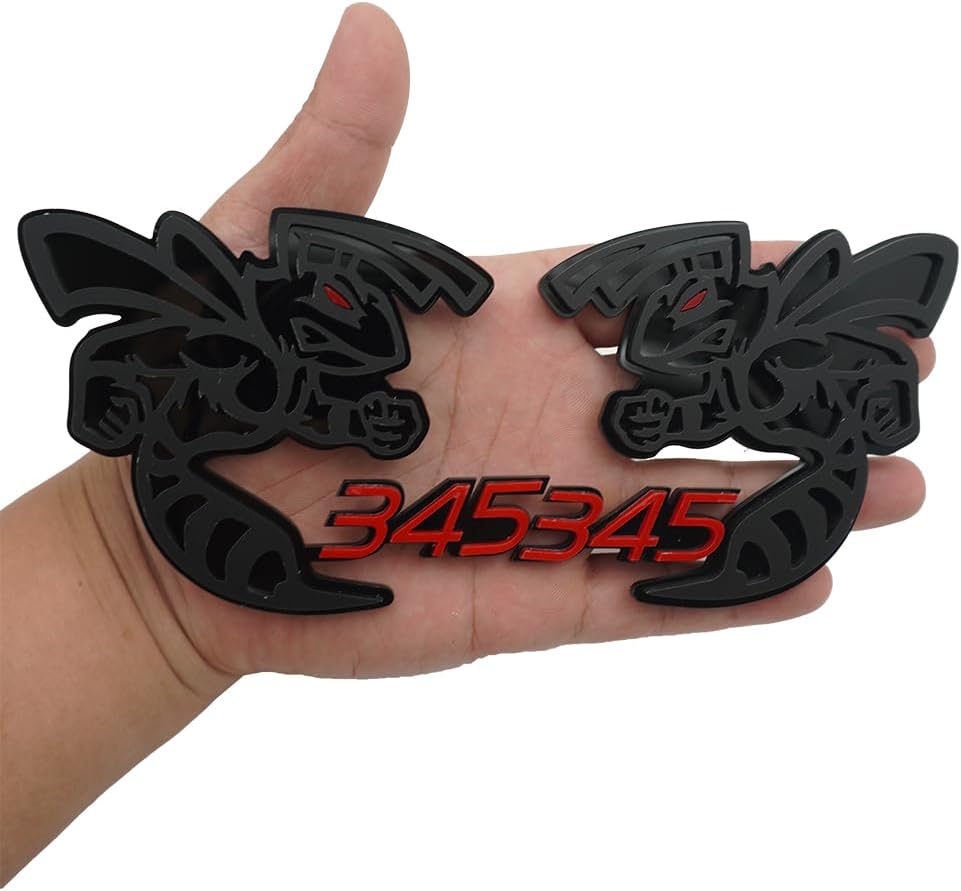 Pair Set 345 Hornet Emblem 3D Custom Fender Angry Aggressive Badges Replacement for Universal Car Body Motorcycle SUV Door Window Decoration (Red Black)