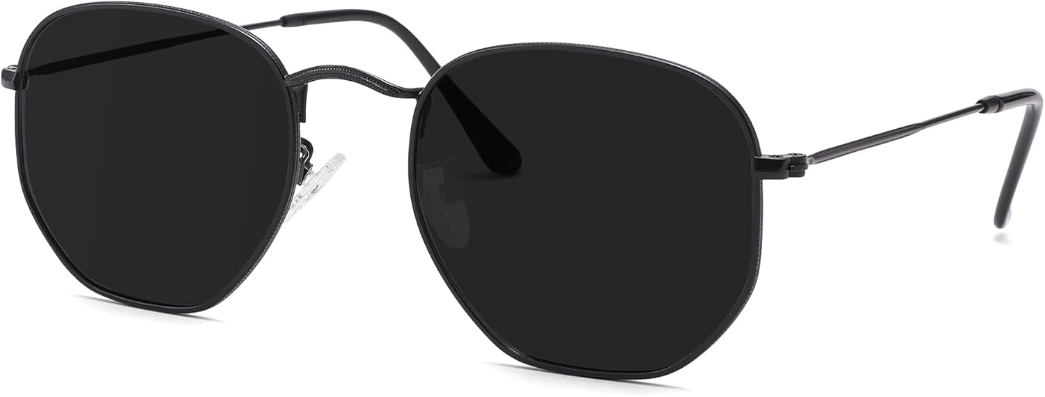 Pro Acme Polarized Hexagon Sunglasses for Women Men Square Metal Frame UV Protection for Driving Outdoor