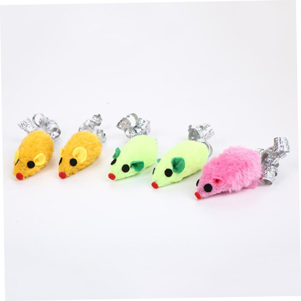 Hohopeti Kitten Toy Plush Mouse Colorful Tail Interactive Cat Toy Safe for Cats Scratch- Random