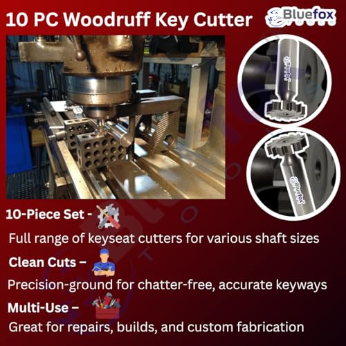 woodruff key cutters  10 pieces  accurate keyword machining  the power woodruff cutters  locking tools  made of m2 grade hss without stand