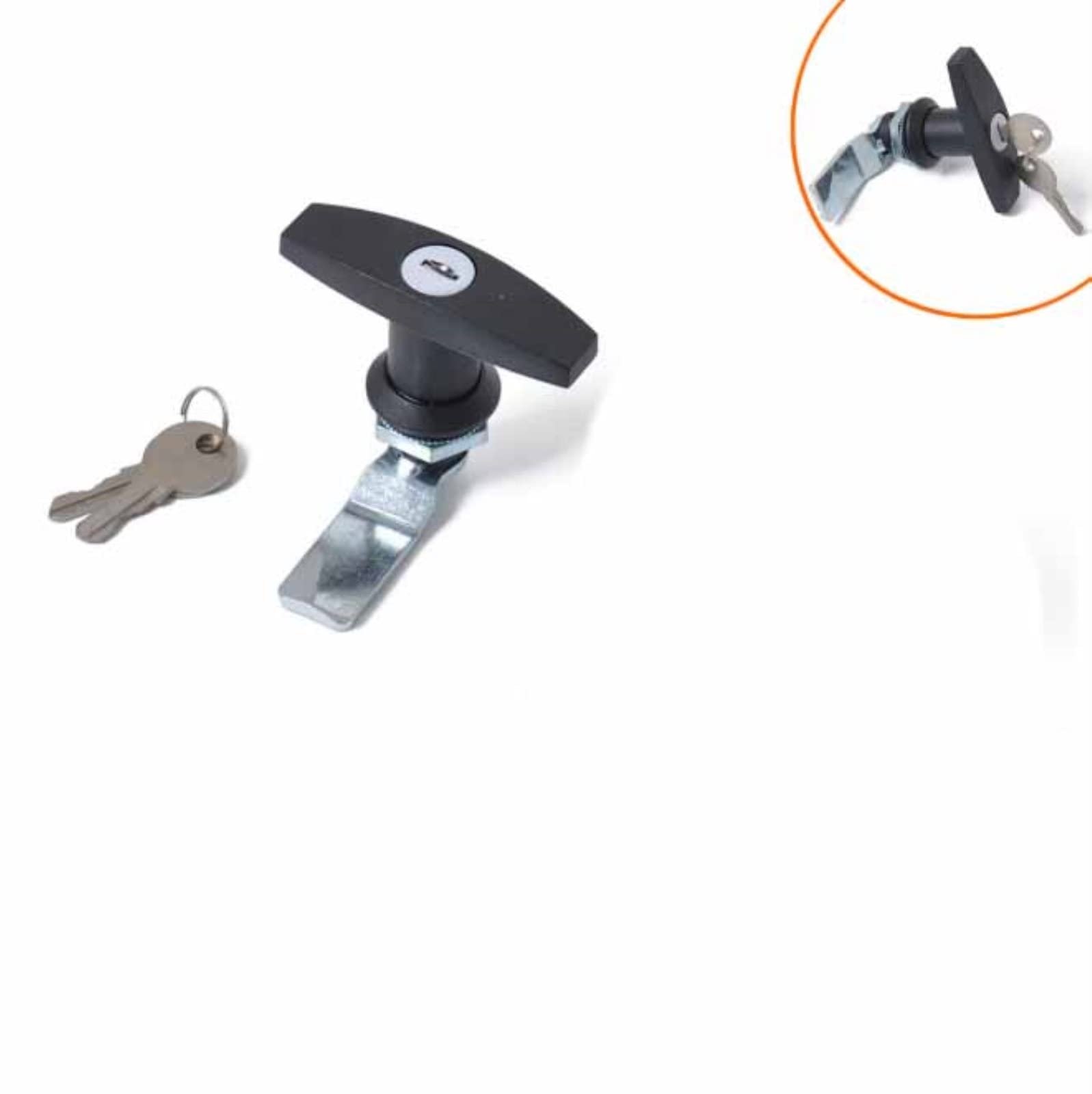 Lot De 2 Serrures à Poignée En T Avec 4 Clés - Pour Camion, Caravane, Armoire, Garage - Chrome - 7