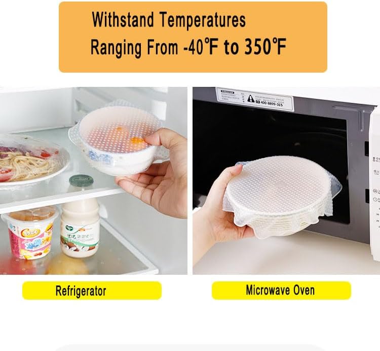 Miniatura 3 de Paquete de 3 fundas de silicona transparente de 8 pulgadas, tapas cuadradas reutilizables para cuencos y recipientes, elásticas, resistentes al