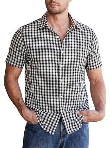 Chemise homme à carreaux en coton respirant pour le bureau et l'été