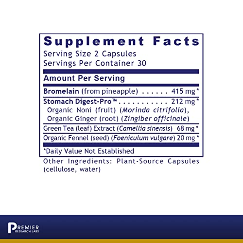 Premier Research Labs Gastroven - Supports Healthy Stomach & Digestion - Features Digestive Enzymes & Nutritional Blends For Healthy Digestion - Pure Vegan & Gmo-Free - 60 Plant-Source Capsules #TOP1