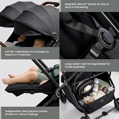 Silver Cross Jet Double - Full Size Side by Side Double Infant & Toddler Stroller - Lightweight, Compact & Easy to Fold, with All-Terrain Wheels Disney Park Approved, Space Black