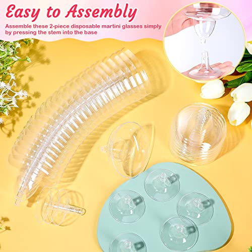 Rtteri 100 Pcs 5 Oz Clear Mini Plastic Cocktail Glasses Disposable Shot Plastic Martini Glasses Wine Champagne Margarita Cocktail Cups Parfait Dessert Trifle Ice Cream Candy Bowls For Wedding Party #TOP3