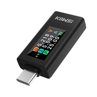 USB C Tester Power Meter, 4-30V 0-12A Type-C Tester Digital Multimeter, Voltage and Current Tester Meter Voltmeter, Power Bank Capacity USB Cable Charger Detector KWS-1902L