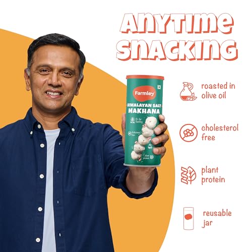 Image of Farmley Roasted and Flavoured Himalayan Salted Makhana I Namkeen & Puffed Snacks | Healthy Snack | Cholesterol & Gluten Free | Rich In Protein & Fiber | Roasted In Olive Oil - 77g Each (Pack of 2)