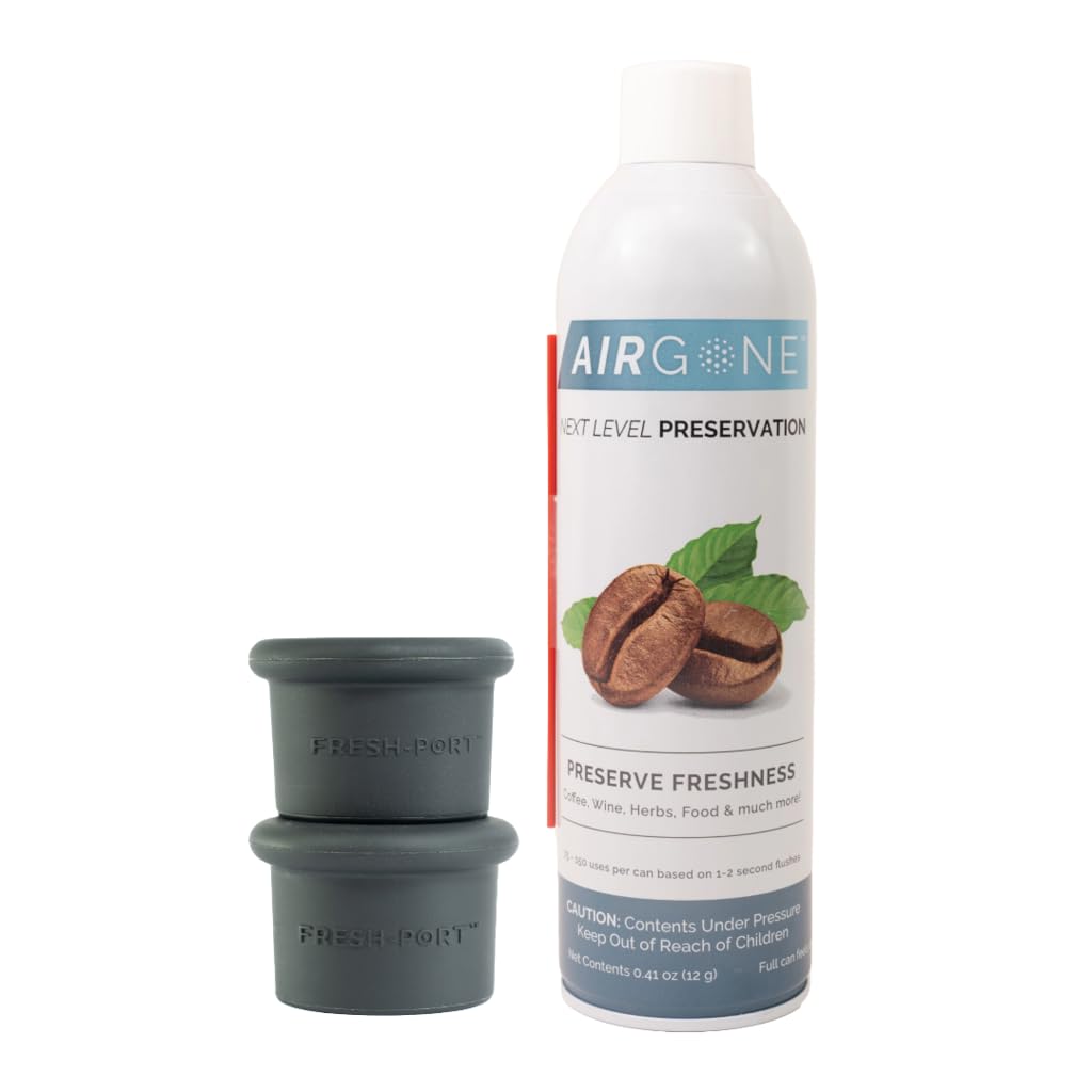 Fresh-Port Wine Topper Bundle (2-PK) & Airgone Gas by by Planetary Design – Medium, Silicone, Black, Pack of 3, Model FPWTAG