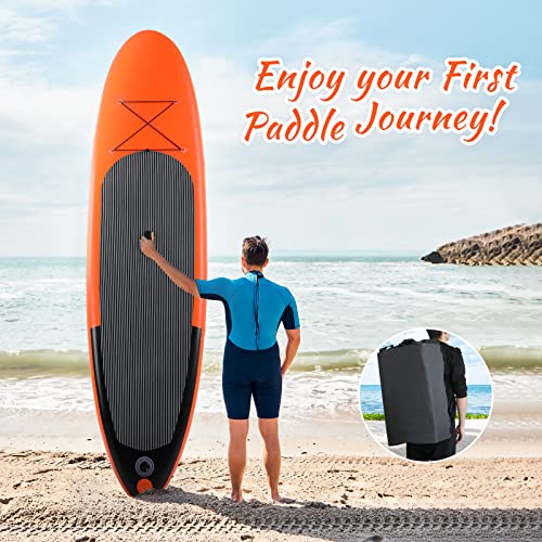 Tlsunny 10Ft Inflatable Stand Up Paddle Board, 3 Fins Paddleboard With Full Sup Accessories For All Skill Levels, Portable Two-Way Hand Pump And Carry Bag, For Yoga Touring Fishing (Simple Orange) #TOP6