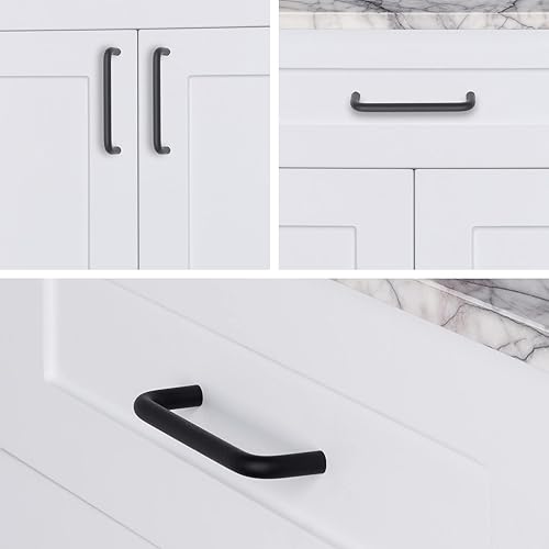 Miniatura 2 de 1 paquete de 1 unidad de agujero central negro plano de 5 pulgadas  Manijas de metal sólido para gabinetes de baño decoración del hogar  Manijas de