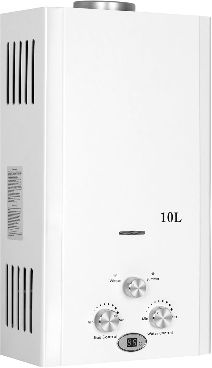 Xverycan Tankless Water Heater, 2.64GPM LPG Propane Water Heater, 10L 20kW Instant Gas Water