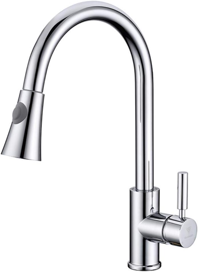 GROHES Swivel Spout Kitchen Sink Mixer Taps With Pull Out Sprayer Modern Kitchen Tap Monobloc Single Lever Chrome Dual Ways Spout Pull Down Faucet,Chrome