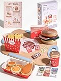 jouets mcdonald vintage Ensemble d'accessoires complet : ce jouet à hamburger en bois dispose d'une gamme complète d'accessoires. Comprend des petits pains à hamburger, des oignons, de la laitue, des tomates, du fromage, des boulettes de viande, de la sauce chili sucrée, des pépites de poulet, des frites, un sachet de chips, du ketchup, un gobelet à cola, des pièces de monnaie, des billets, un menu, un plateau et bien plus encore. Les aliments riches et réalistes, fabriqués à la taille fidèle à l'original, ajoutent encore plus de plaisir à jouer.