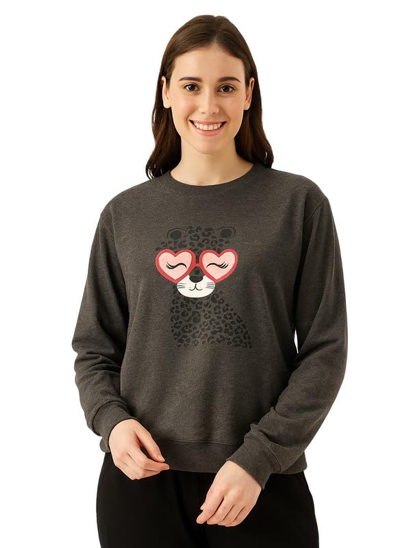 Women's Terry Cotton Graphic Print Sweatshirt in Grey-image-38