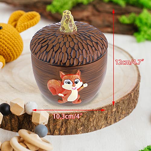 Bstkey Resin Acorn Figurine Home Sculpture With Squirrel Decor, Trinket Box Small Decorative Box With Lid, Table Sundries Nuts Candy Snack Container Storage Art Decor Box, Light Brown #TOP1