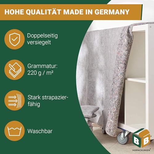 BB-Verpackungen 5 x Packdecken 130 x 200 cm (2-seitig versiegelt, strapazierfähig, langlebig) - Sets zwischen 5 und 500 Stück