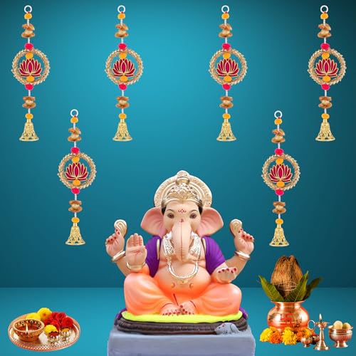 Image of Prapti Handicrafts Handmade Traditional Lotus Wall and Door Hanging for Home | Diwali Decor | Wedding and All Festival Decoration | Decorative Items for Pooja Room Mandir Pack of 2