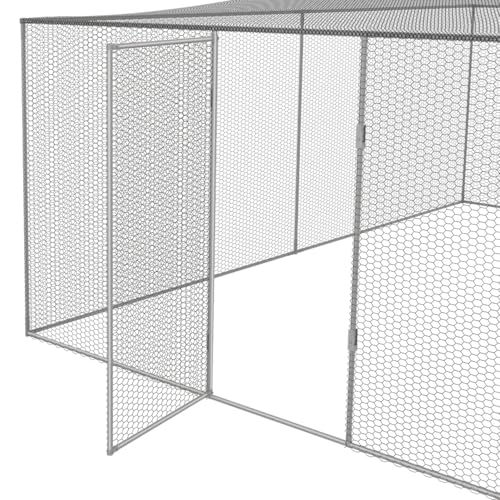 IDMarket - Voliere 12m² Gehege Hühnerstall 3x4M Maschendrahtzaun Dach Netz verzinkter Stahl
