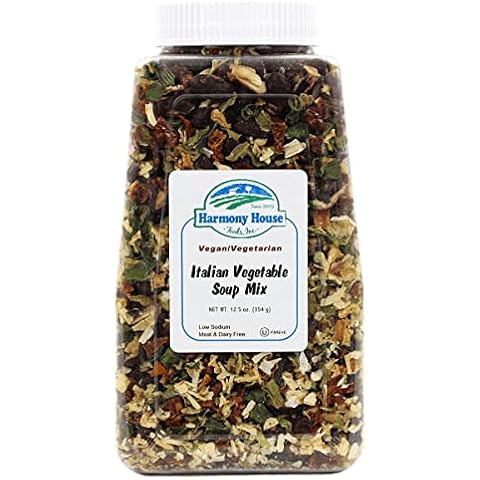 Harmony House Italian Vegetable Soup Mix – Gluten Free, Low Sodium, Natural Nutrition (12.5 oz. Jar) Cover