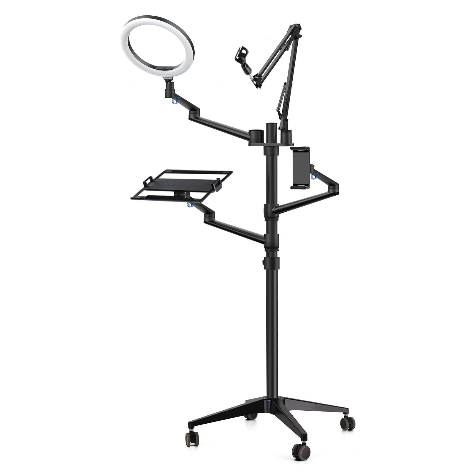 Selfie Live Stand Anello Luminoso a LED Regolabile in Altezza con Supporto per Microfono per Tablet del Telefono Adatto per videoconferenze dal Vivo