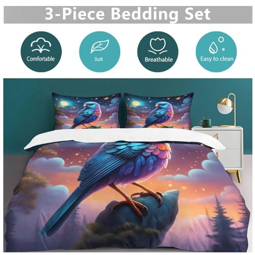 Housse de couette oiseau 3D parure de lit 200x200 microfibre 3 pièces - 6