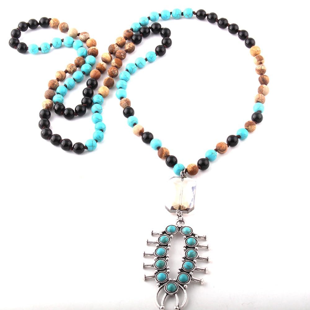 Gioielli 108 Perle multieli colletti annodati in Pietra Collane a ciondoli Blu per Forma Animale esagerata, Collana Meditazione da Donna, Girocollo di Gemma Yoga