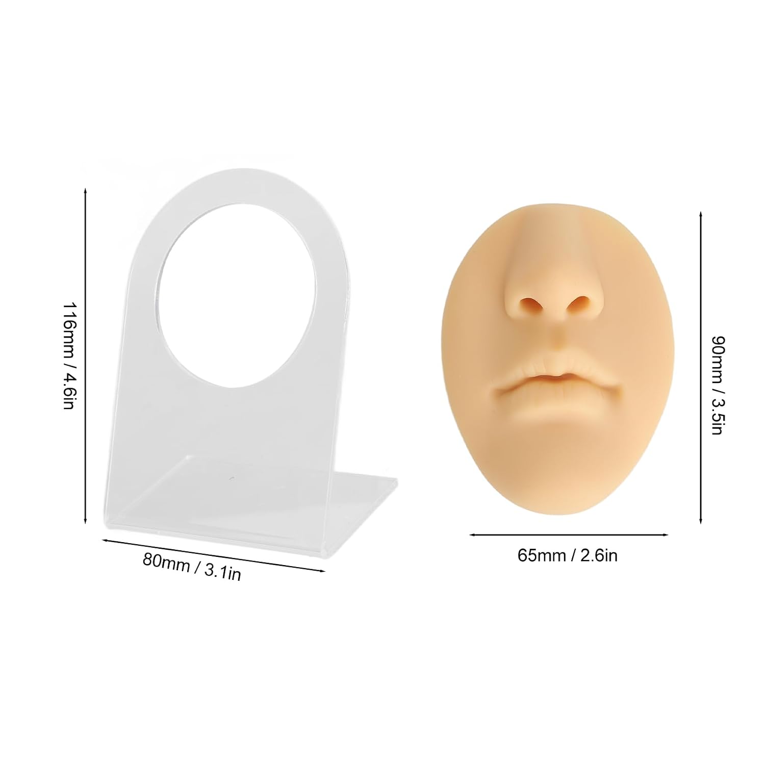 3D Silicone Nose Model for Piercing Practice and Display with Stand (Skin Color)