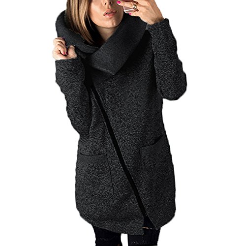 hibote Mujeres de Talla Grande Casual Zip Up Fleece Prendas de Abrigo Chaquetas Abrigos Parkas con Bolsillos