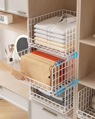 Ornestia 衣装ケース 押し入れ収納ケース 収納 引き出し クローゼット用 折り畳み 大容量3段 積み重ね可能 衣類収納ボックス tシャツ 衣類収納 洋服収納 3個組 (ホワイト)