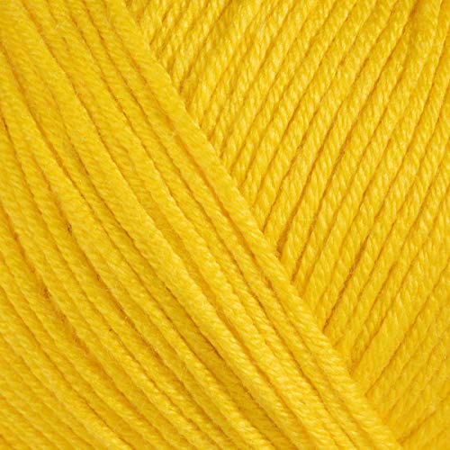 Estako Happy Cotton, 60% Cotton 40% Acrylic Yarn, Soft, Fine/Sport (2) For Crochet And Knitting 1.76 Oz (50G) / 180 Yrds (165M) (4730 - Mustard Yellow) #TOP1