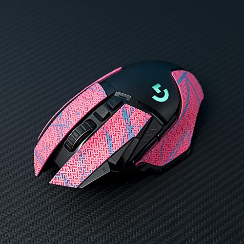 Hokeyio Mouse Grip Tape Sticker for Logitech G502 Hero SE Non Slip Suck Sweat Pre Cut Pink Blue