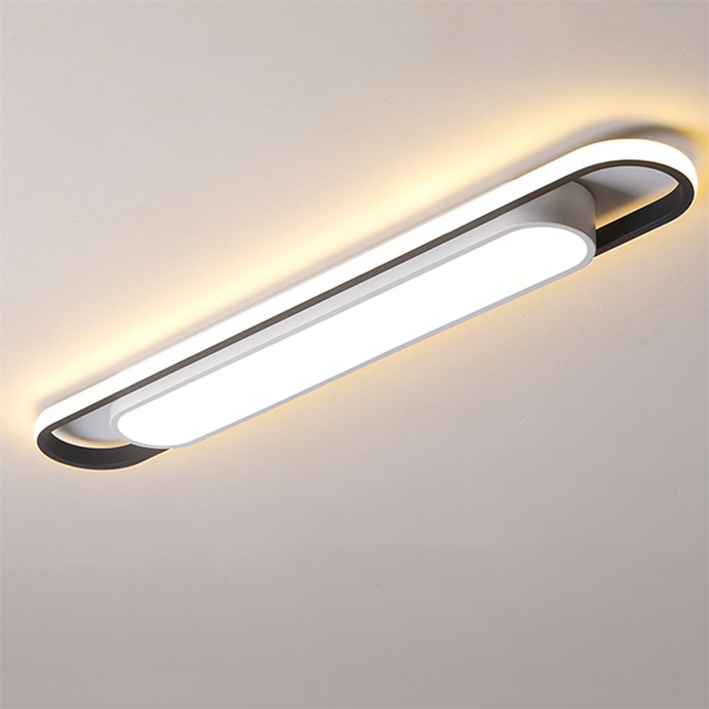 JXYDJH Dimmable LED Ceiling Light with Remote Control 23.6'' Long Fixture Minimalist Black White Flush Mount Ceiling Light with Sidelight Warm Light Fixture for Hallway, Kitchen, Entryways 36W