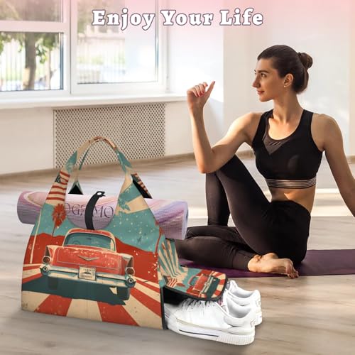 Duffel Bag Yoga Bag for WomenTower Butterflies Beach Bag with Shoe Storage & Yoga Mat Strap2