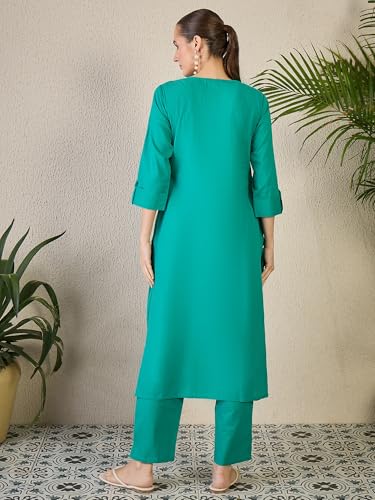 Image of INDO ERA Women's Cotton Ethnic Co-Ord Set | Kurta Pant Set | Stylish Cotton Suit Set for Women,11685 | Co Ord Set For Women Stylish |