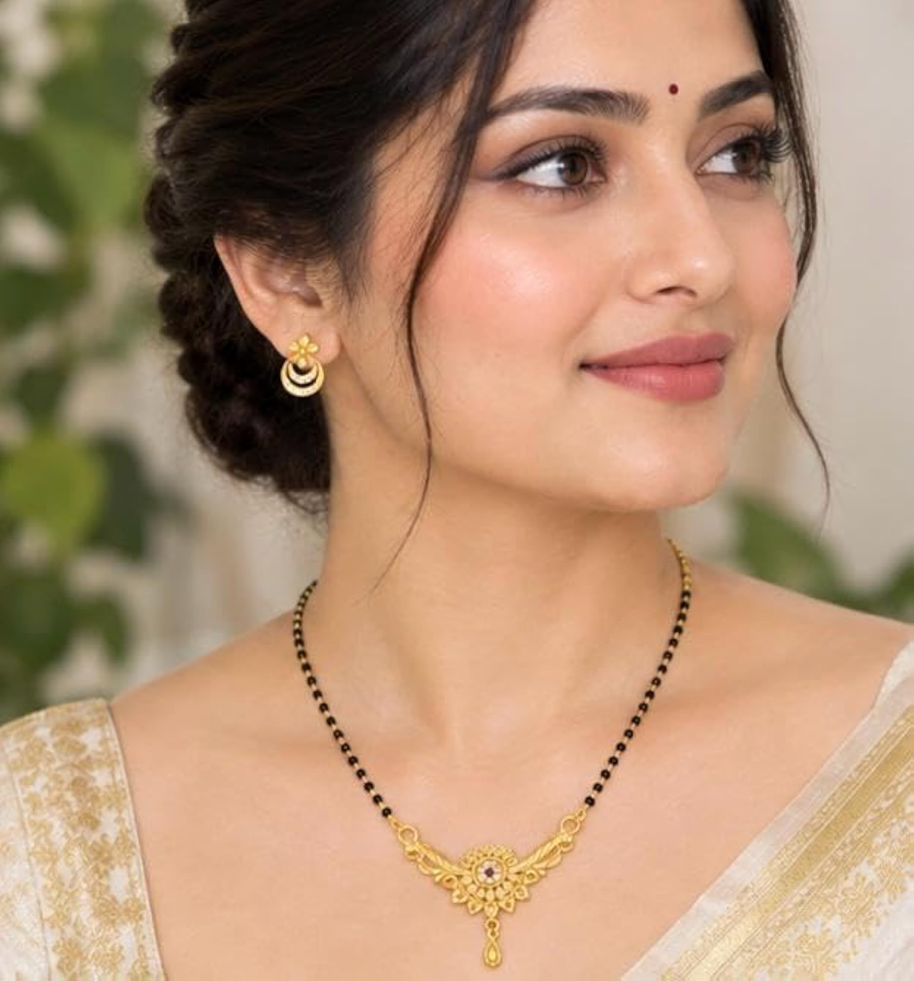 Women's Plated Mangalsutra with Black Bead Chain