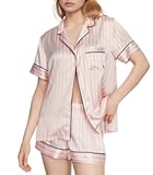 Satin Pajama Set, Short Sleeve Button Down Shirt & Shorts, Sleepwear for Women (XS-XXL)