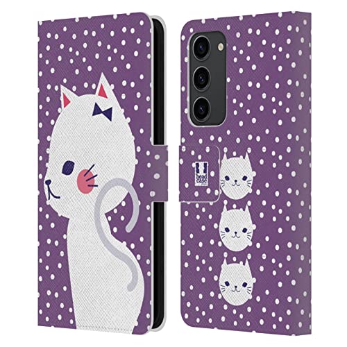 Housse Portefeuille Samsung S23+ Anti-Rayure Motif Chat Blanc