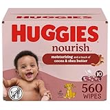 Huggies Nourish Scented Baby Wipes, 10 Push Button Packs (560 Wipes Total)