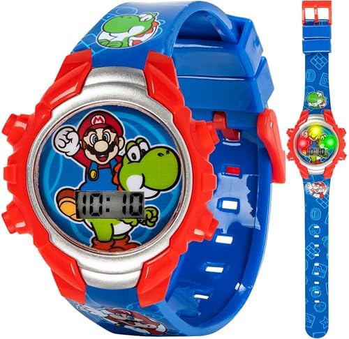 Accutime Super Mario Flashing Watch: Red & Blue Time-Telling Fun! (Ages 3+)