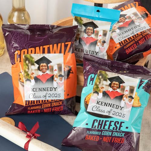 callie Personalized Class of 2025 Photo Stickers for Graduation Party, Custom Snack Labels 24-96 PCS, Graduation Decoration Supplies Favors, 3.5\" × 4\"