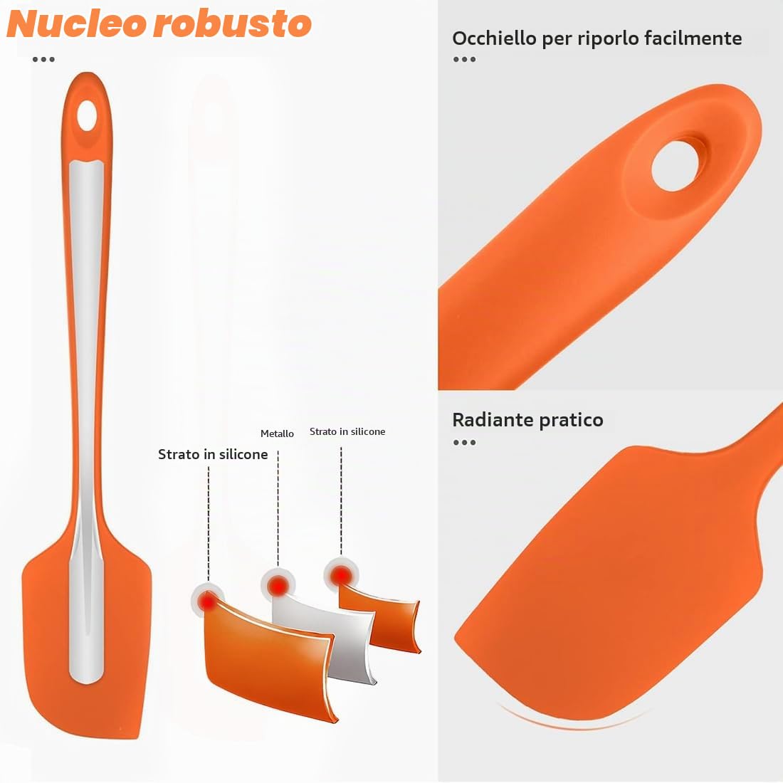 2 Pezzi Spatola Silicone, Marisa da Cucina, Leccapentole Silicone, Spatole in Silicone da Cucina Utensili Cucchiaio, Spatola per Dolci, per Cottura e Miscelazione, Resistenti al Calore