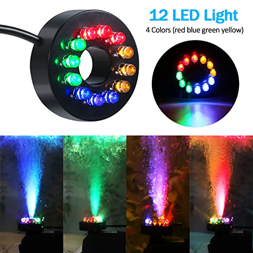 Cwkj Fountain Pump With Led Lights, 220Gph(15W 900L/H) Submersible Water Pump, Durable Outdoor Fountain Water Pump With 6.5Ft Tubing (Id X 1/3-Inch), 3 Nozzles For Aquarium, Pond, Fish Tank #TOP1