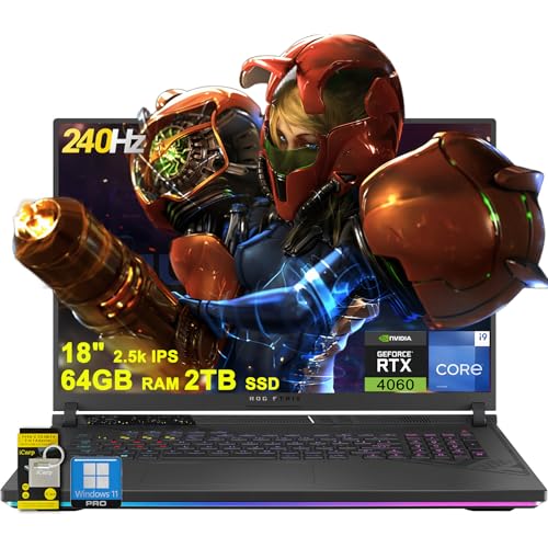 Image of ASUS ROG Strix G18 G814 Gaming Laptop 18 inch 2.5k 240Hz (500nits, 100% DCI-P3, 3ms) Intel 24-core i9-14900HX 64GB DDR5 2TB SSD GeForce RTX 4060 Thunderbolt4 RGB Backlit Win11Pro w /ICP Accessory