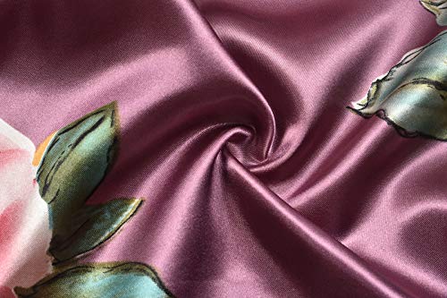 Image of goodmansam Women's Long Floral Satin Kimono Robes Bridal Dressing Gown Wedding Bridesmaid Nightgown